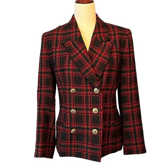 Pendleton Double Breasted Red Wool Plaid Blazer| Size 6 - Picture 1 of 7